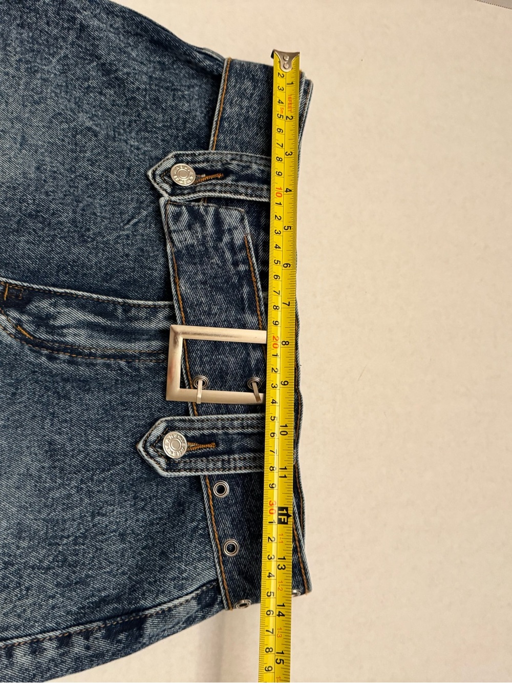 SHEIN Dark Blue Washed Denim Mini Skirt with Belt - Picture 7 of 9